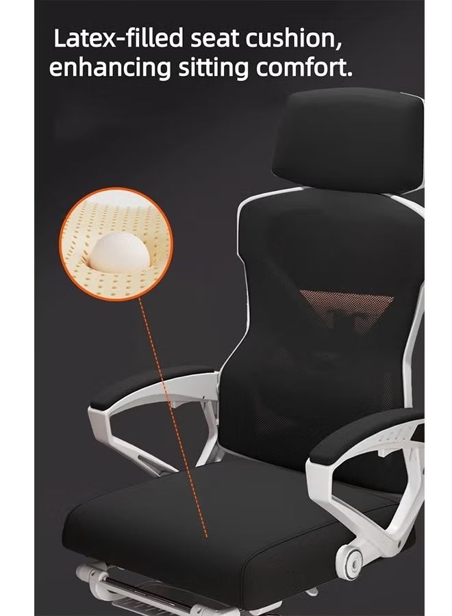 كرسي لعبة إيرغونومية ، كرسي الكمبيوتر ، كرسي الدراسة ، مساندة القدم القابلة للسحب ، مساندة الظهر القابلة للتعديل ، نسيج قابل للتنفس ومريح ، دعم قطني ، حجم كبير للبالغين. - Image 5