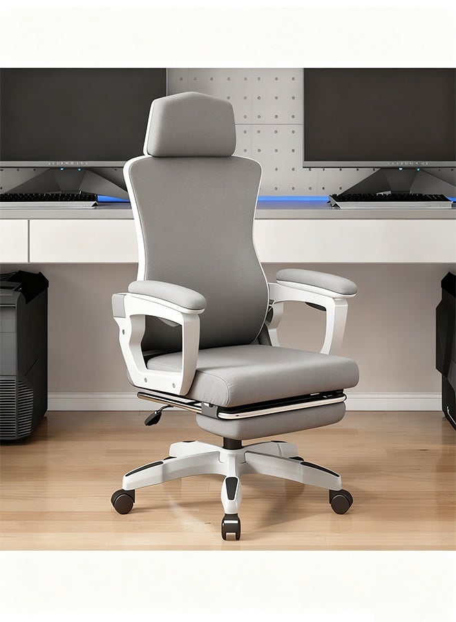 كرسي لعبة إيرغونومية ، كرسي الكمبيوتر ، كرسي الدراسة ، مساندة القدم القابلة للسحب ، مساندة الظهر القابلة للتعديل ، نسيج قابل للتنفس ومريح ، دعم قطني ، حجم كبير للبالغين. - Image 1