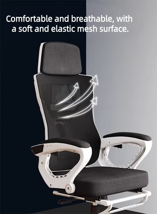 كرسي لعبة إيرغونومية ، كرسي الكمبيوتر ، كرسي الدراسة ، مساندة القدم القابلة للسحب ، مساندة الظهر القابلة للتعديل ، نسيج قابل للتنفس ومريح ، دعم قطني ، حجم كبير للبالغين. - Image 4