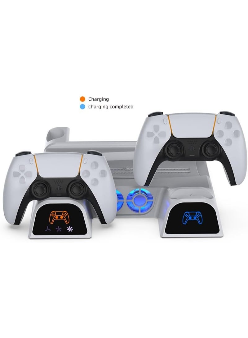 DOBE GET IN THE GAME Vertical Stand for PS5/PS5 Slim/PS5 PRO, Cooling Fan with Dual Controller Charging Station, Media Remote Holder & 11 DISC Game Storage for PS5 DISC & Digital Edition. - Image 4