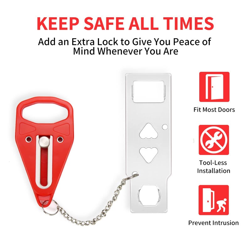 Rerishom Portable Door Lock 2Pack Extra Lock for Additional Privacy and Safety in Home,Hotel and Apartment,Prevent Unauthorized Entry,Protect Family Security in Traveling,Home,Bedroom,Hotel,Apartment,AirBNB - Image 3