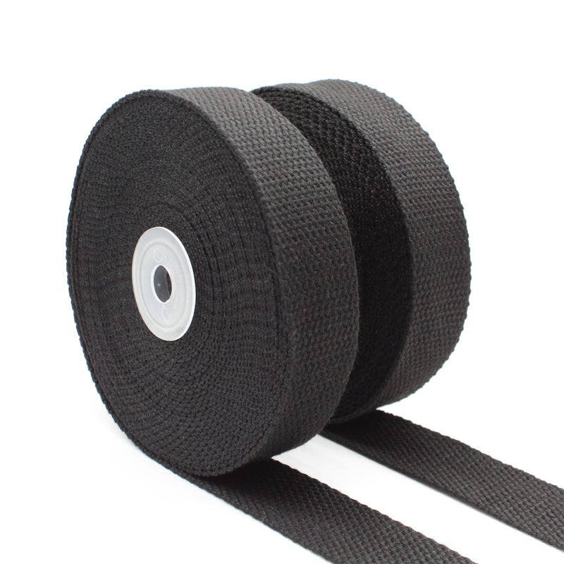 Dortrue Cotton Webbing Straps 1 Inch 2 Rolls20 Yards for Bag Handles Tote Bag Cloth Belt Arts and Crafts Black - Image 3