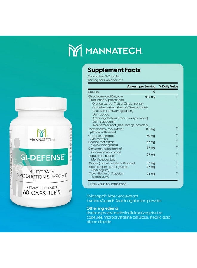 Mannatech GI-Defense 60 Capsules. Butytrate Supplement to Helps Strengthen Your Gut Barrier. to Support Gut Health. Immune Support & Antioxidants Supplement - Image 2