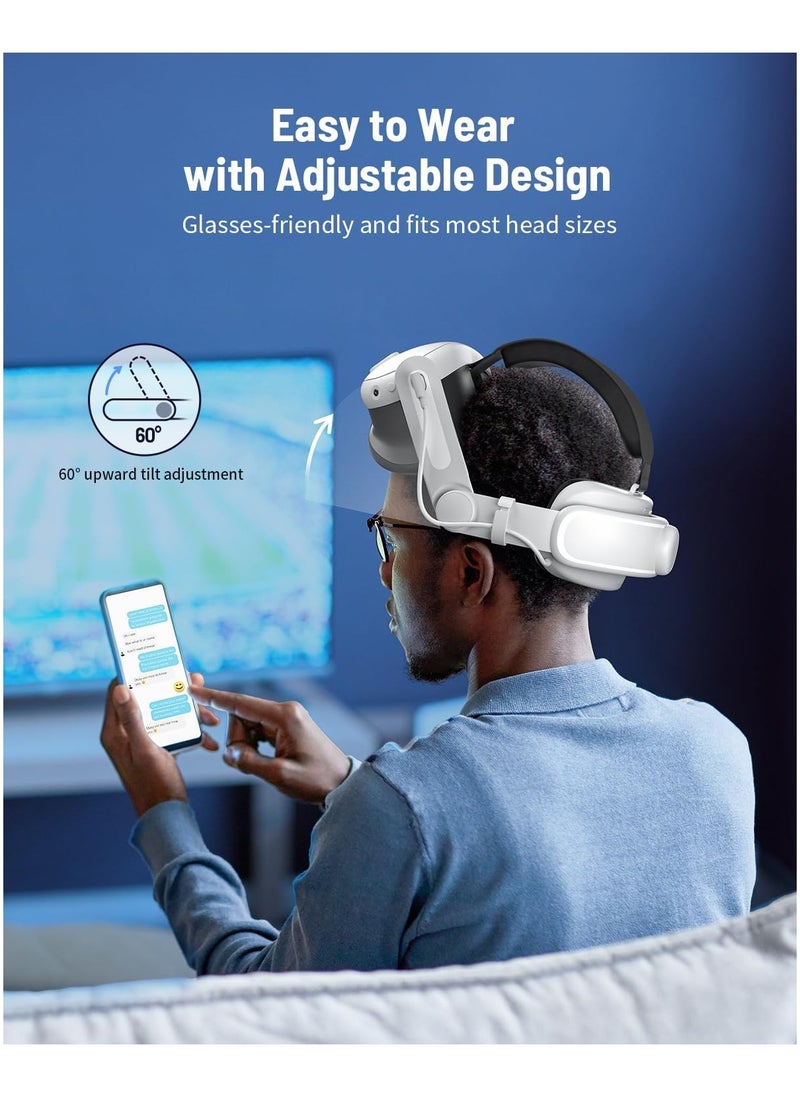 Head Strap with Battery for Meta Quest 3, Comfortable Replacement 6000 mAh Elite Strap Compatible with Oculus Quest 3 Accessories, VR Headset Flip-Up Adjustable for Extended Playtime