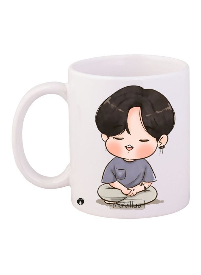 RYN Cartoon Printed Coffee Mug White/Beige/Grey 11ounce