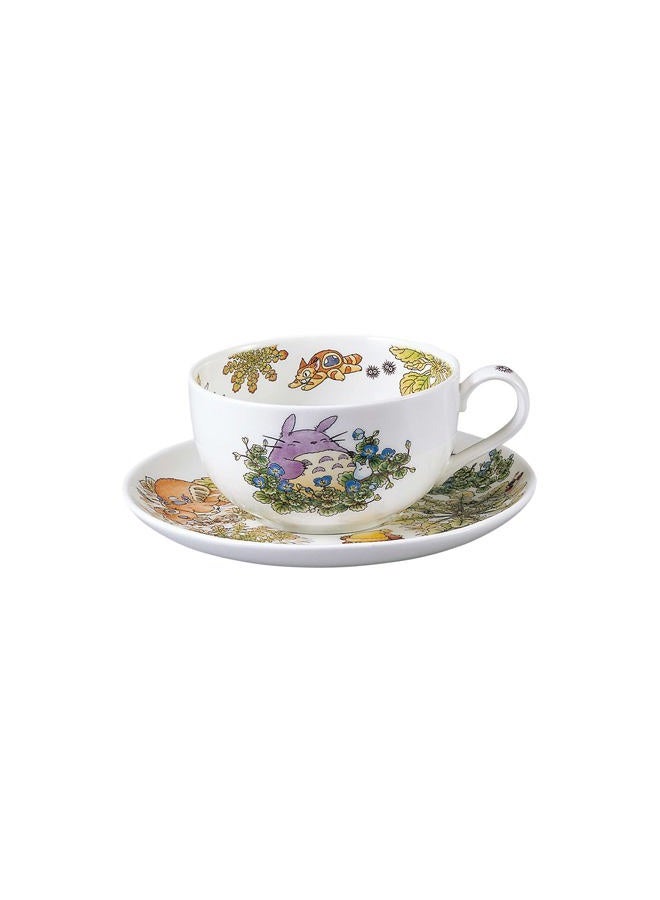 Noritake T97285A/4660-1 My Neighbor Totoro Milk Tea Cup & Saucer, 11.8 fl oz (325 cc), Large Dog Fuguri, Microwave Safe, 1 Guest, Bone China - Image 1