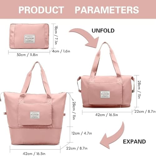 Wazdorf 41 Liter Expandable Travel Bags for Women, Duffle Bags for Women Luggage, Foldable Vanity Traveling Bag, Waterproof Hand Bag for Ladies Personal Items - Image 2