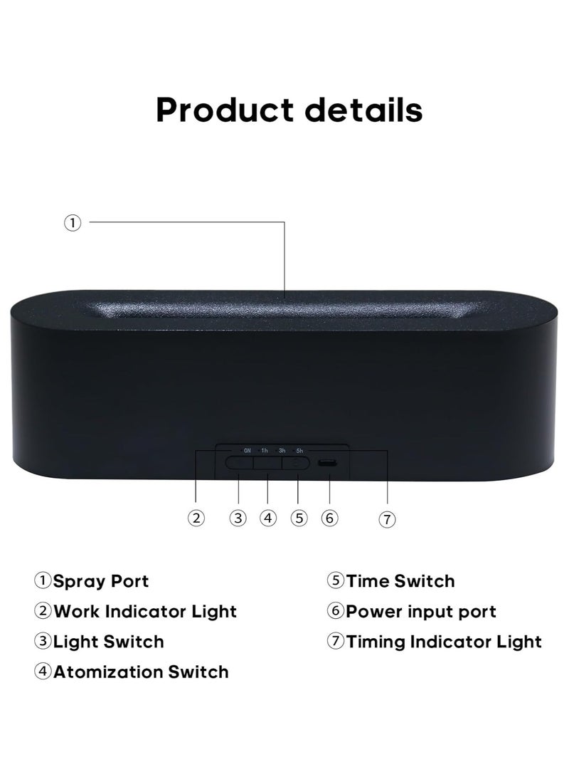 SKAFA Flame Air Humidifier | Flame Air Diffuser | RGB Night Light Desktop USB Humidifier | Aromatherapy Essential Oil Diffuser for Home, Office & Bedroom (Auto-off-150ML) (BLACK) - Image 3