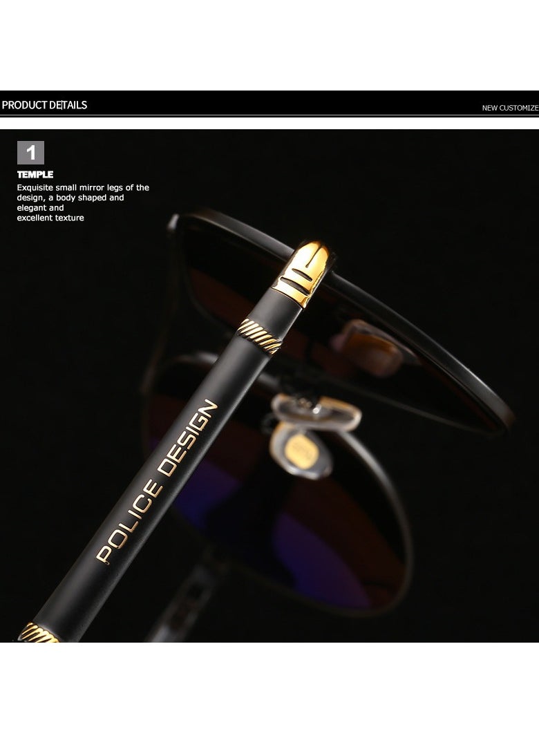 New Fashion High Quality Men's Polarized Sunglasses Protects You from UV Rays Metal High-end Sunglasses Black Frame Black Gold