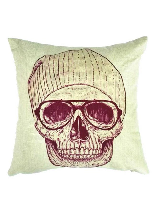 Square Pillow Cover cotton_blend Beige/Red