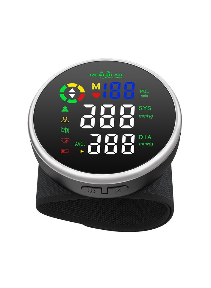 REALBLAD Wrist-Type Blood Pressure Monitor with Intelligence Voice Broadcasting and Dual User Memory – Easy-to-Use with Comprehensive LED Screen and Durable Lithium Battery (BLACK) - Image 4