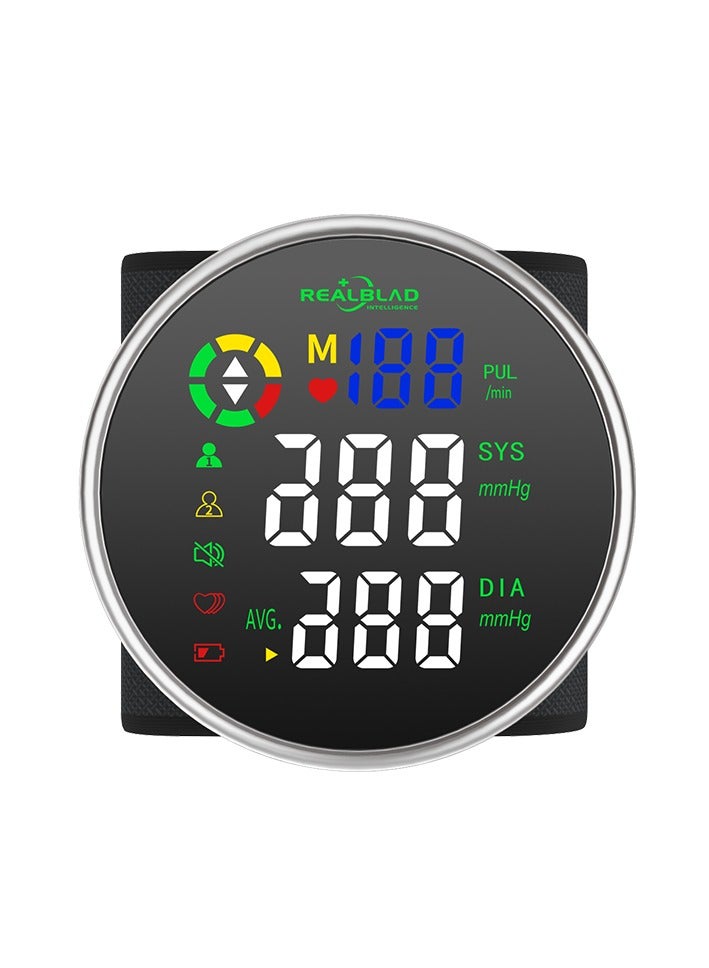 REALBLAD Wrist-Type Blood Pressure Monitor with Intelligence Voice Broadcasting and Dual User Memory – Easy-to-Use with Comprehensive LED Screen and Durable Lithium Battery (BLACK) - Image 2
