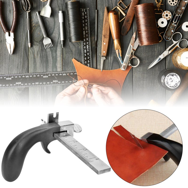Leather Strap Cutter: 4In Wide Cutting Capacity, Durable High-Quality Material, Comfortable Aluminium Handle - Polished Head With Pre-Marked Measurements, Hand Cutting Tool for Leather Craft Professio - Image 2