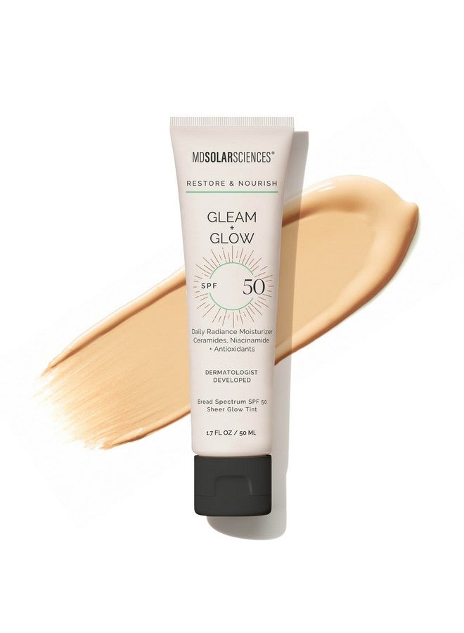 أم دي سولار ساينسيز مرطب الوجه الملون من إم دي سولار ساينسز جليم آند جلو، واقي من الشمس بعامل حماية من أشعة الشمس 50، مع حماية واسعة الطيف من الأشعة فوق البنفسجية، ومضادات أكسدة مضادة للشيخوخة، وبرايمر شفاف ومرطب للمكياج لبشرة مشرقة، 1.7 أونصة سائلة - Image 1
