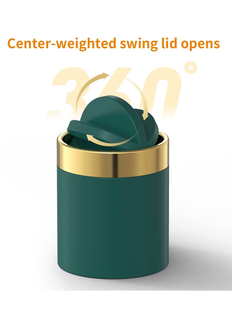 KASTWAVE Mini Trash Can with Lid, Desktop Small Trash Can Recycling Bin Cute Metal Garbage Can for Tabletop Countertop Use,Stainless Steel 0.4 Gallon/1.5 Liter Waste Bin Mini Garbage Cans Dark Green - Image 4