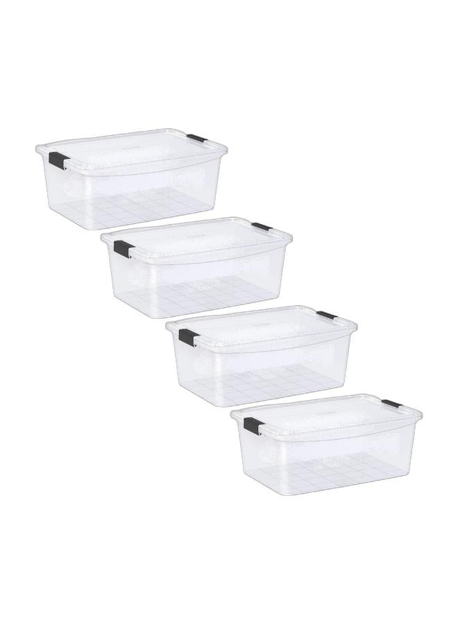 Cosmoplast صندوق تخزين بلاستيكي شفاف سعة 20 لتر مع غطاء قابل للقفل (عبوة من 4) - Image 1