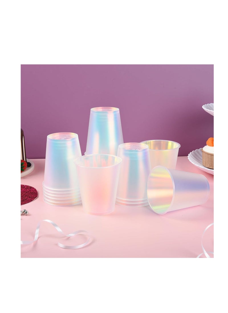 Gradient Plastic Cups, 25pcs Gradient Plastic Cups, Disposable Shiny Party Cups 12 oz Holographic Drinkware for Disco Party Decorations Birthday Wedding Bachelorette Party Favors