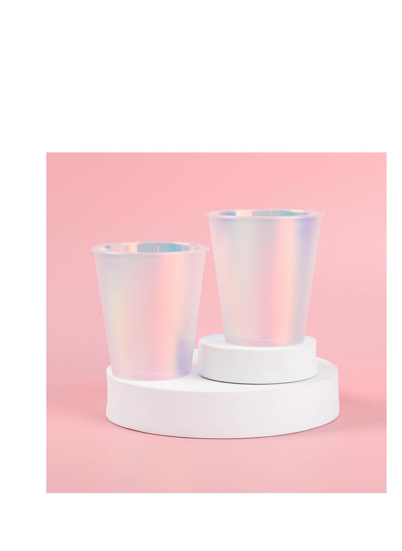Gradient Plastic Cups, 25pcs Gradient Plastic Cups, Disposable Shiny Party Cups 12 oz Holographic Drinkware for Disco Party Decorations Birthday Wedding Bachelorette Party Favors