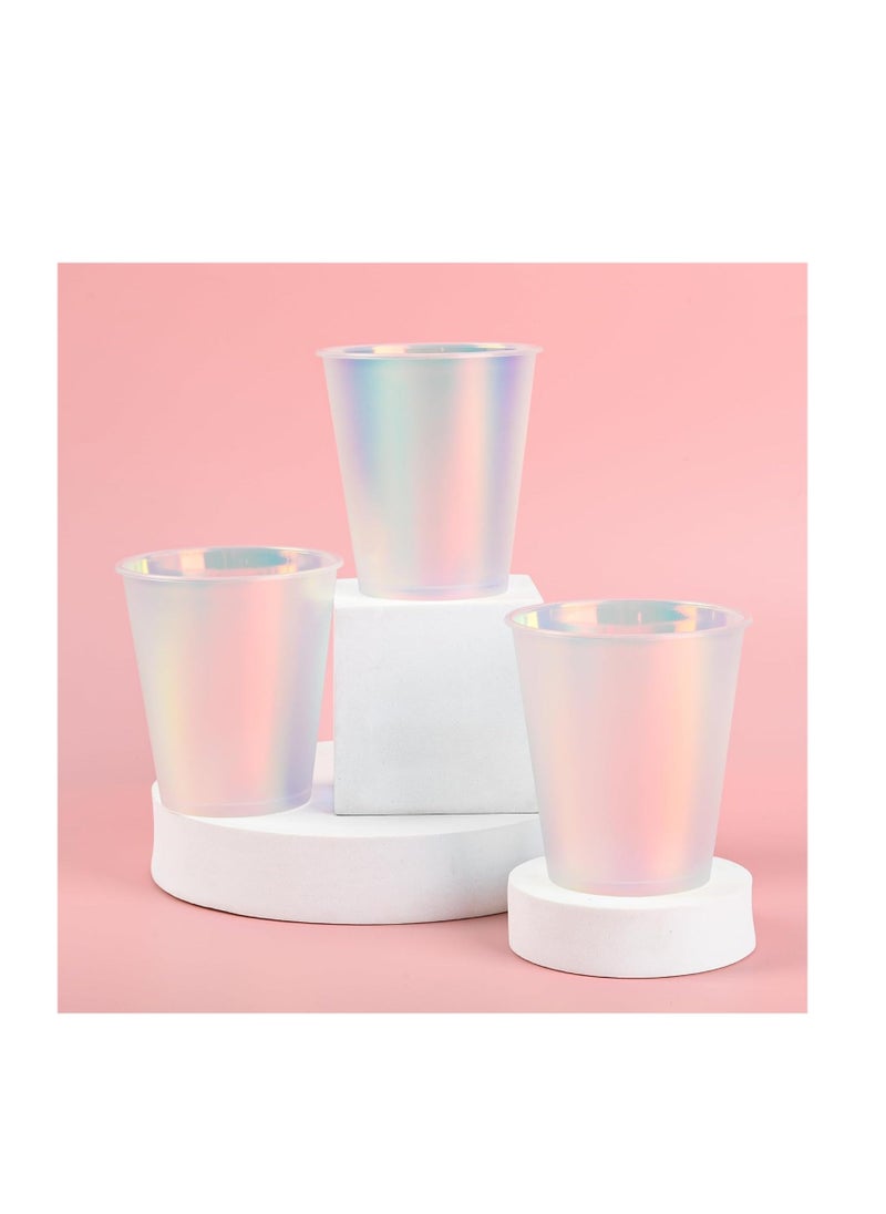 Gradient Plastic Cups, 25pcs Gradient Plastic Cups, Disposable Shiny Party Cups 12 oz Holographic Drinkware for Disco Party Decorations Birthday Wedding Bachelorette Party Favors