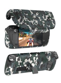 Steam Deck Case Upgraded Full Protector Case with Detachable Front Cover and Kickstand for Valve Steam Deck Shock Absorption Anti Scratch TPU Rugged Armor designed for Steam Deck case Camouflage
