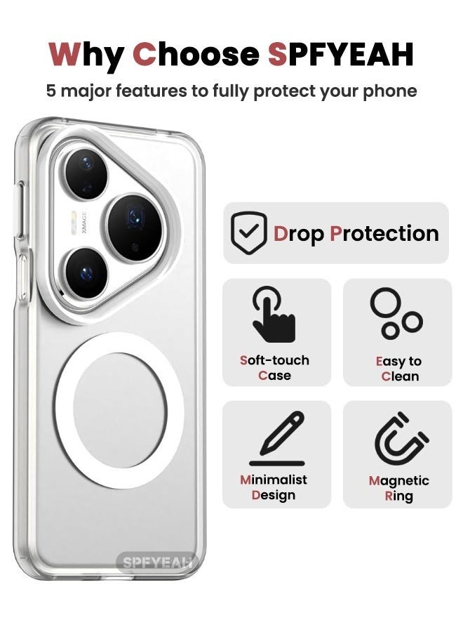 [3-in-1] Huawei Pura 80 Pro Cover with HD Tempered Glass Screen Protector & Camera Lens Protector, [Anti-Drop Shockproof][Anti-Slip][No Yellowing][Skin Friendly] Slim Hard Frosted Case for HUAWEI Pura 80 Pro 6.8 inch, White - Image 3