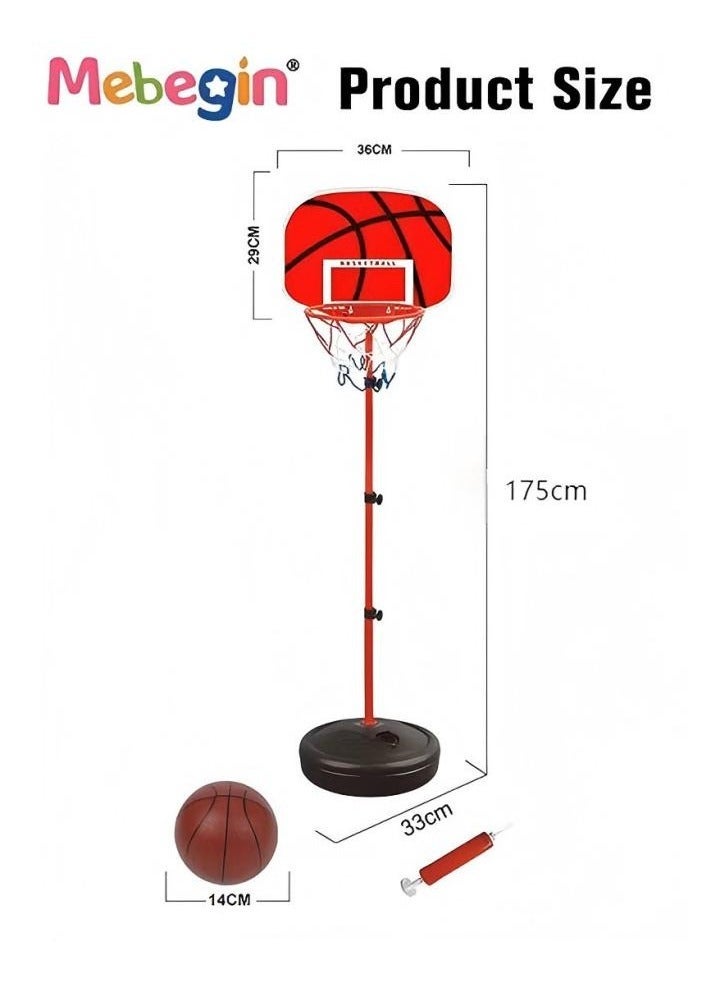 طقم طوق حامل كرة السلة 175 سم، حامل سلة أطفال يشمل كرة ومنفخ، حامل كرة سلة قابل للتعديل، هدف طوق حامل السلة، لعبة نشاط رياضي ممتع في الهواء الطلق - Image 3
