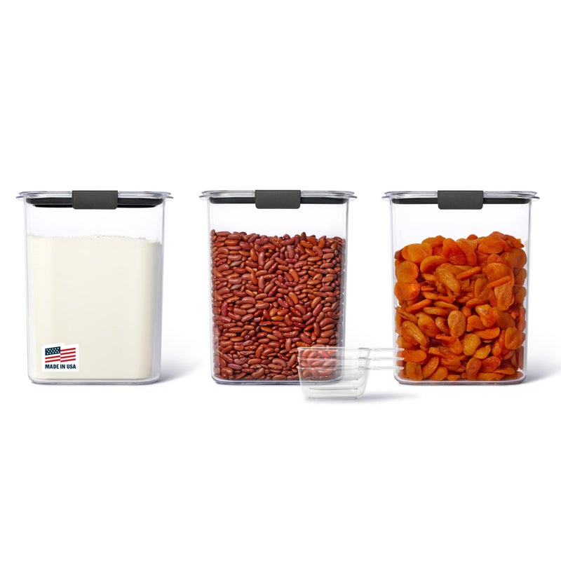 حاويات تخزين الطعام من Rubbermaid Brilliance خالية من BPA مع أغطية مجموعة تنظيم المطبخ والمخزن تشمل 3 حاويات وملاعق سعة 16 كوب
