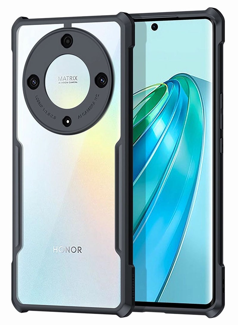 نيبمينينت Case Compatible with Honor X9a 5G Clear Hard PC Back Cover Shockproof TPU Black Border 360 Degree Impact Resistant Camera Lens Protection Transparent - Image 1