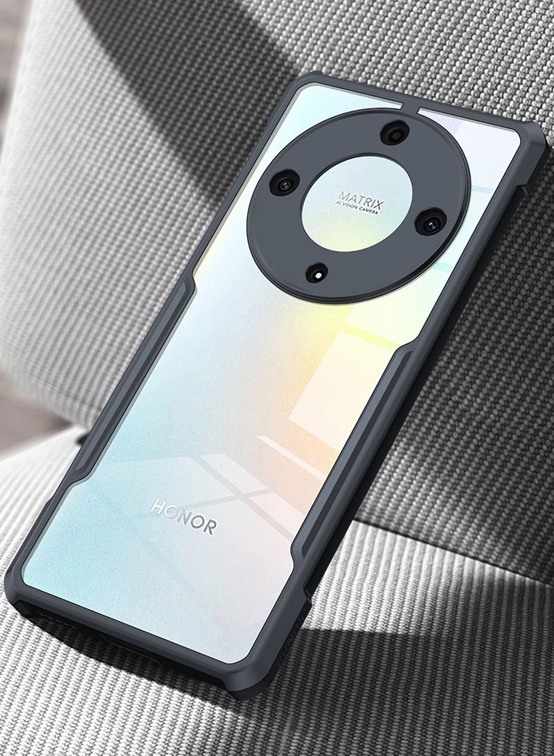 نيبمينينت Case Compatible with Honor X9a 5G Clear Hard PC Back Cover Shockproof TPU Black Border 360 Degree Impact Resistant Camera Lens Protection Transparent - Image 5
