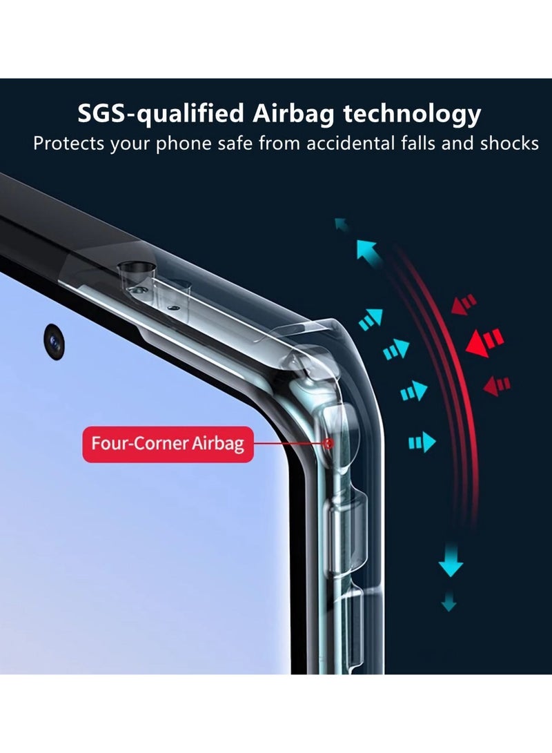 نيبمينينت Case Compatible with Honor X9a 5G Clear Hard PC Back Cover Shockproof TPU Black Border 360 Degree Impact Resistant Camera Lens Protection Transparent - Image 2