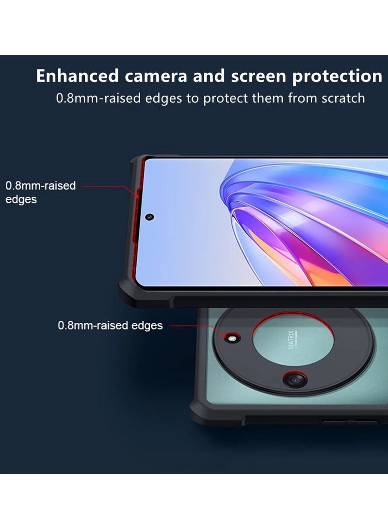 نيبمينينت Case Compatible with Honor X9a 5G Clear Hard PC Back Cover Shockproof TPU Black Border 360 Degree Impact Resistant Camera Lens Protection Transparent - Image 3