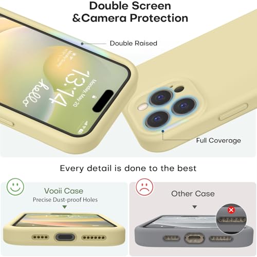 Vooii Compatible with iPhone 16 Pro Max Case, Liquid Silicone Upgrade [Camera Protection] [Soft Anti-Scratch Microfiber Lining] Shockproof Phone Case for iPhone 16 Pro Max 6.9 inch - Creamy Yellow - Image 3