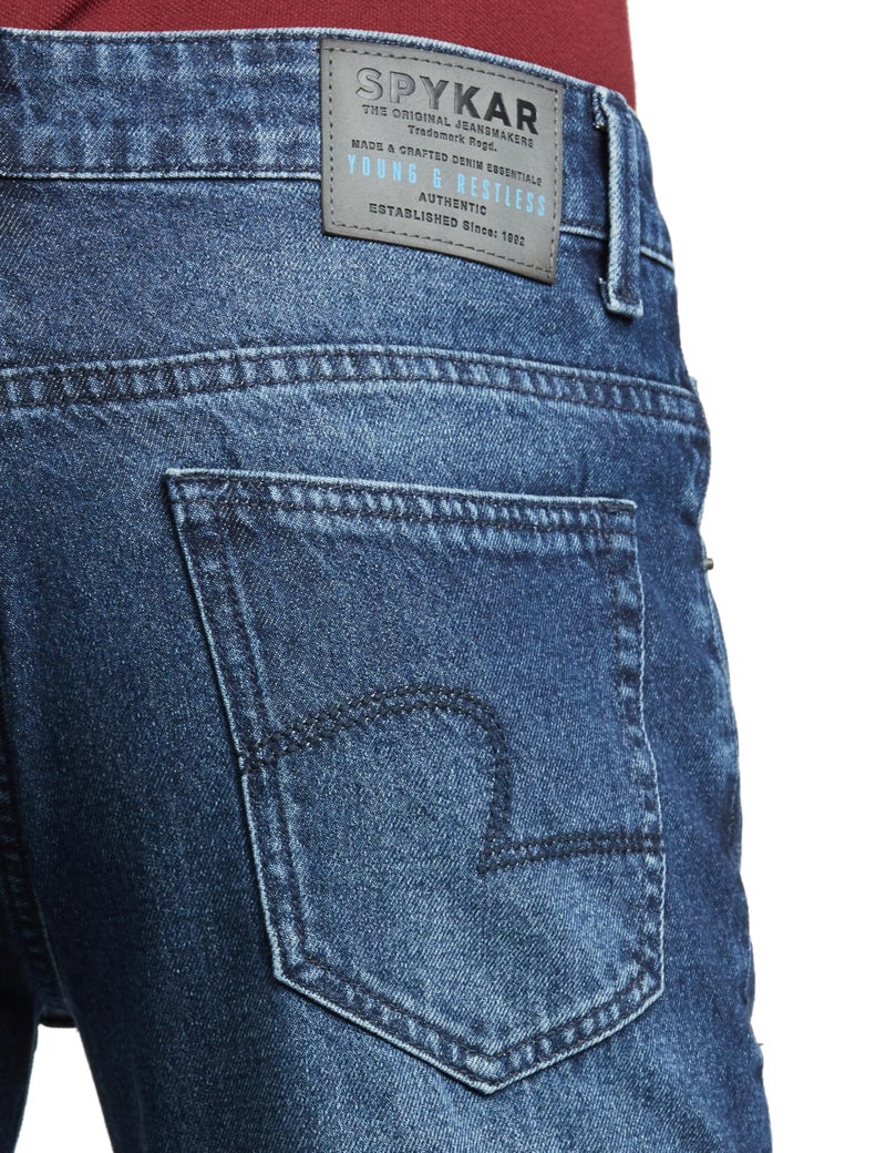 Spykar Men's Ricardo Straight Fit Mid-Rise Casual Jeans Dark Blue - Image 3