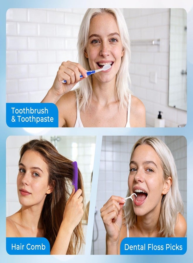 Zhjianup Travel Size Disposable Toothbrushes with Toothpaste Dental Floss Picks and Comb in Bulk, Individually Wrapped Soft Bristle Hygiene Kits, for Hotel Charity Homeless Shelter in 5 Colors (100) - Image 3
