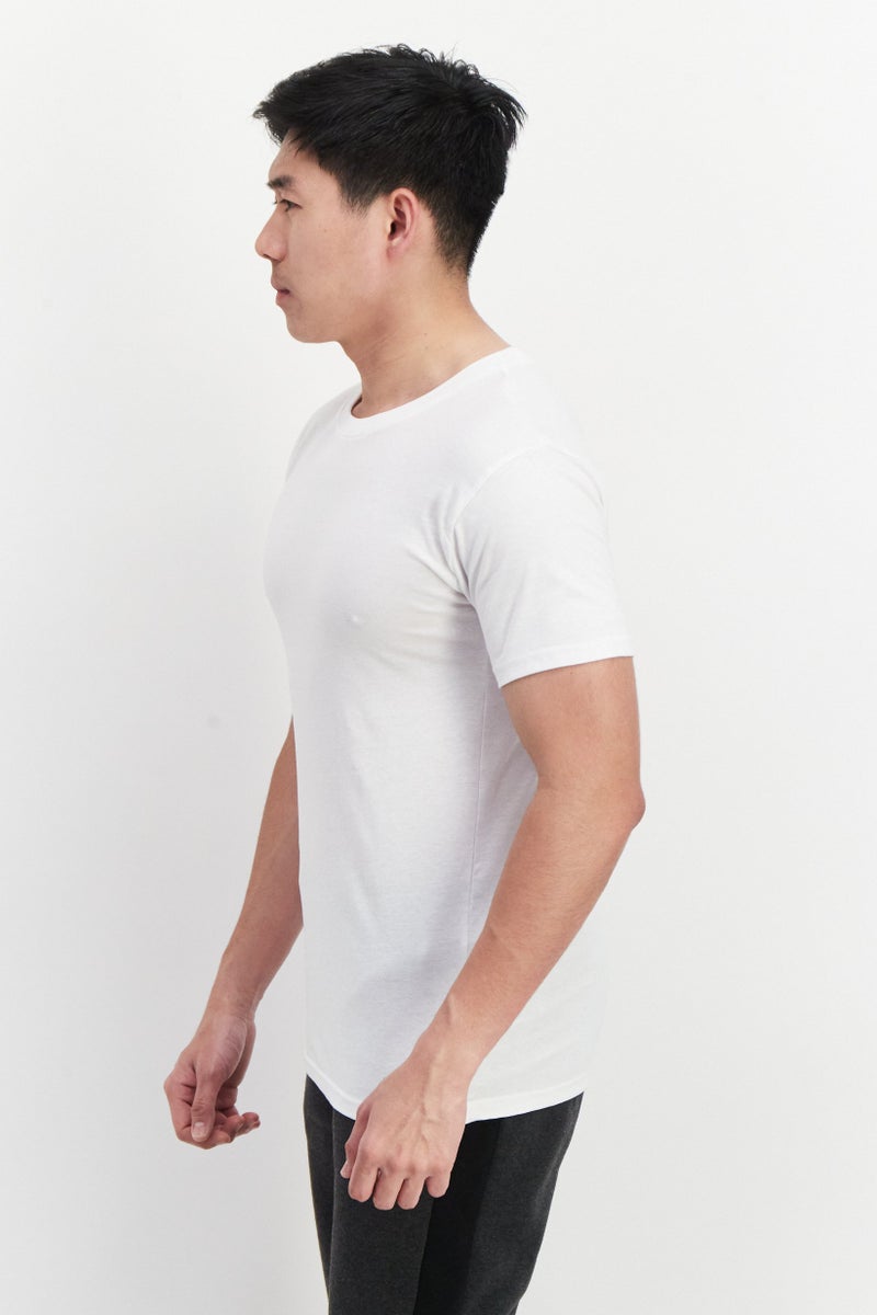 Skora Men 5 Pieces Crew Neck Short Sleeves Plain T-Shirt, White  - Image 3