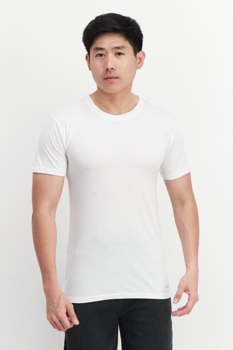 Skora Men 5 Pieces Crew Neck Short Sleeves Plain T-Shirt, White  - Image 1
