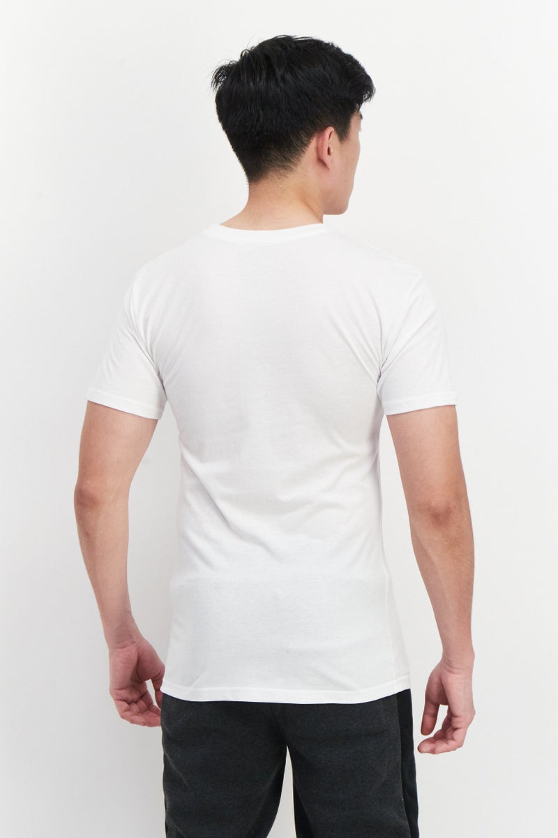Skora Men 5 Pieces Crew Neck Short Sleeves Plain T-Shirt, White  - Image 2