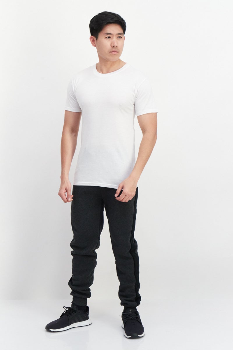 Skora Men 5 Pieces Crew Neck Short Sleeves Plain T-Shirt, White  - Image 4