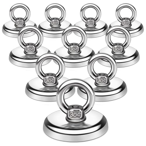 E BAVITE Magnetic Hooks, 100 LB（45KG） Heavy Duty Magnets with Countersunk Hole Eyebolt, Perfect for Home, Kitchen, Workplace, Office and Garage, Pack of 10 - Image 1