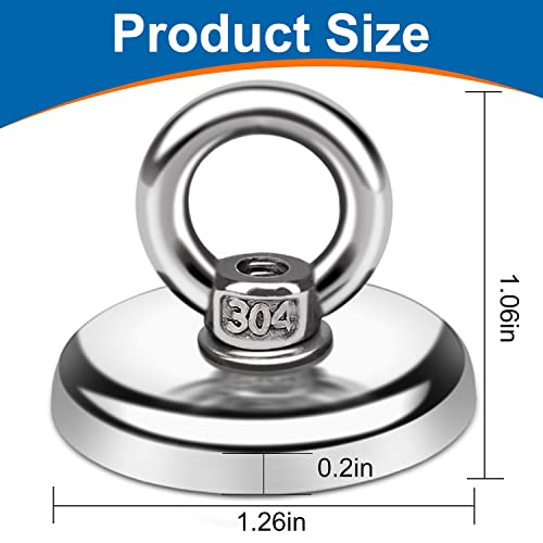 E BAVITE Magnetic Hooks, 100 LB（45KG） Heavy Duty Magnets with Countersunk Hole Eyebolt, Perfect for Home, Kitchen, Workplace, Office and Garage, Pack of 10 - Image 4