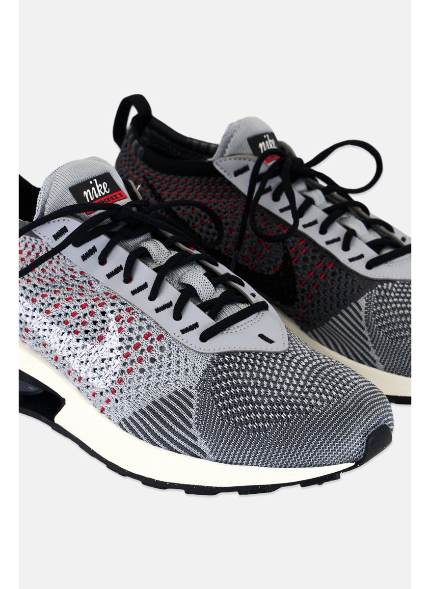 Nike - Men Air Max Flyknit Racer Lace Up Running Sports Shoes, Grey - Image 1
