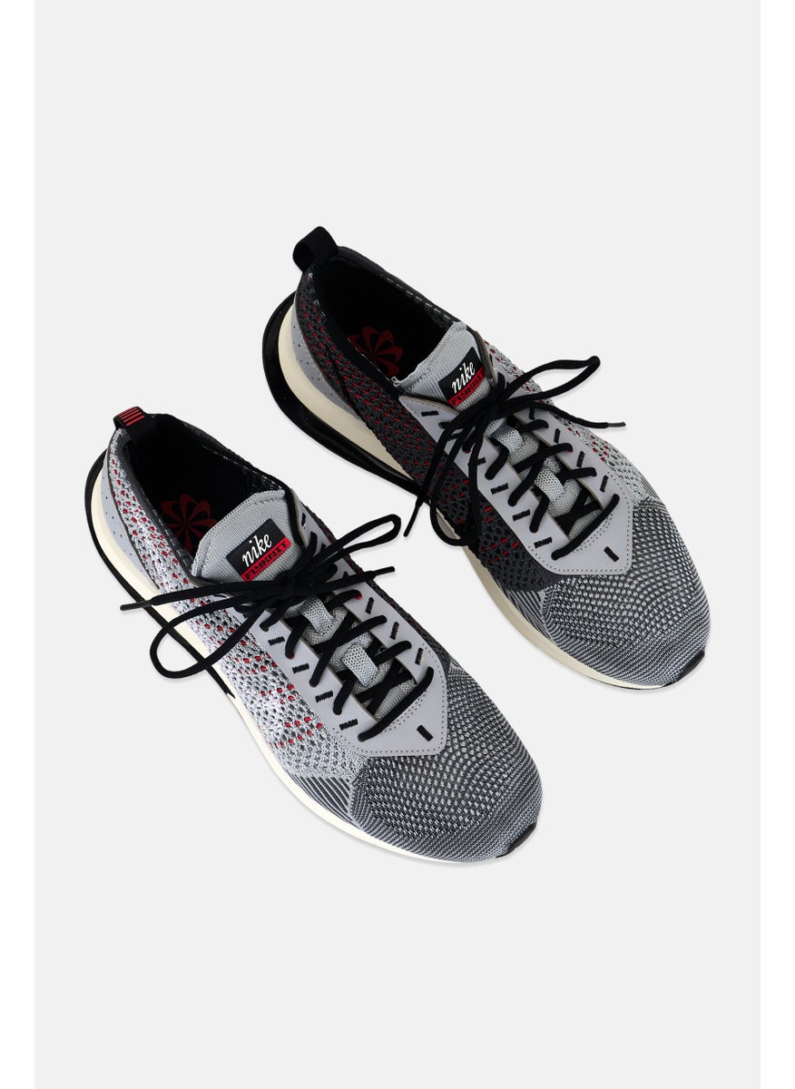 Nike - Men Air Max Flyknit Racer Lace Up Running Sports Shoes, Grey - Image 1