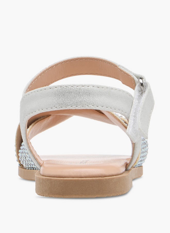 Flora Bella By Shoexpress Girls Embellished Sandals with Hook and Loop Closure - Image 4