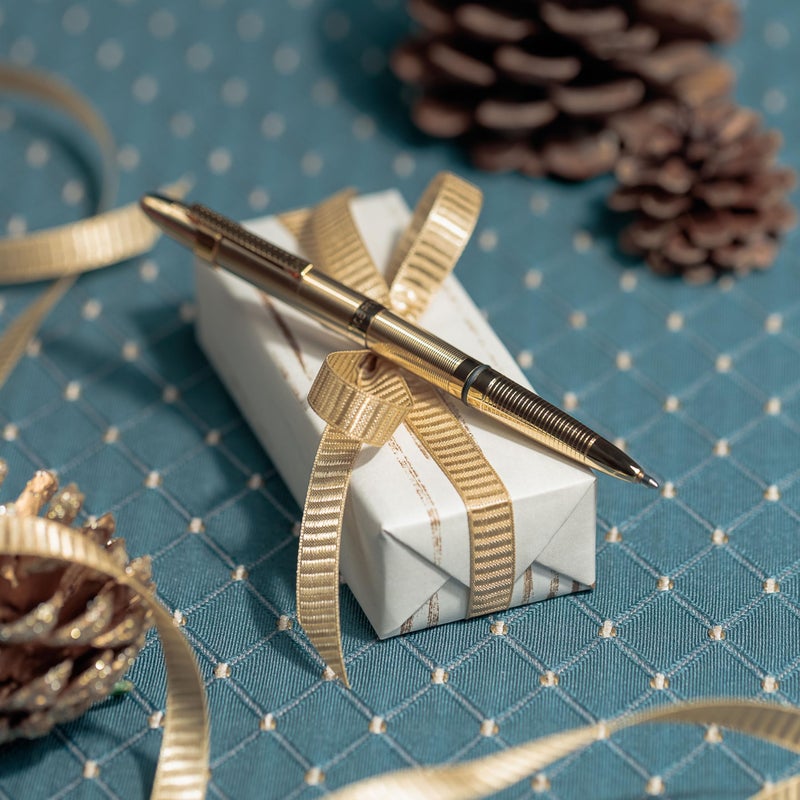 FISHER قلم فيشر سبيس بن رصاصي، قلم حبر جاف، حبر أسود، نحاس مطلي بالذهب، علبة هدية - Image 2