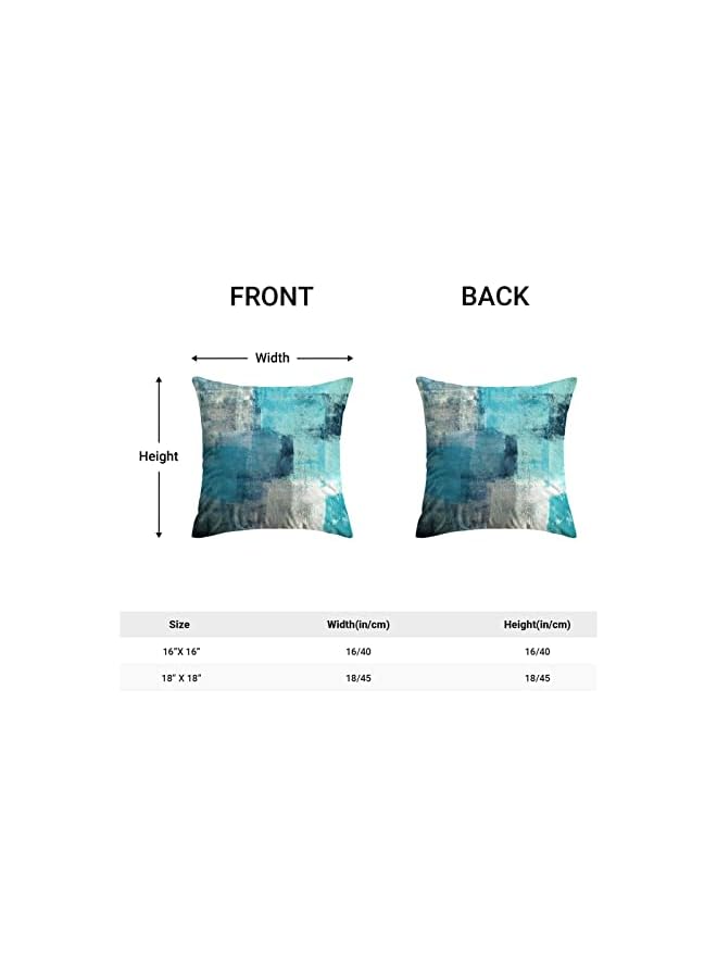 The Bros Grey Throw Pillow Covers, Teal Modern Abstract Art Painting Throw Pillows for Couch, Gray Blue Artwork Pillow Covers 18x18 Inch 2 Pcs Square Cushion Cover Gift for Couch Sofa - Image 4