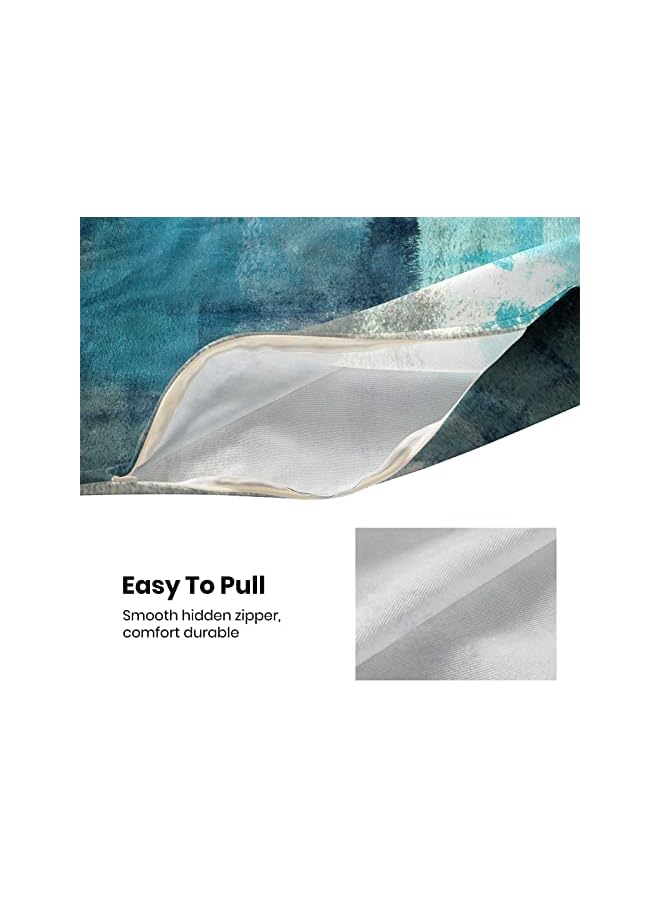 The Bros Grey Throw Pillow Covers, Teal Modern Abstract Art Painting Throw Pillows for Couch, Gray Blue Artwork Pillow Covers 18x18 Inch 2 Pcs Square Cushion Cover Gift for Couch Sofa - Image 5