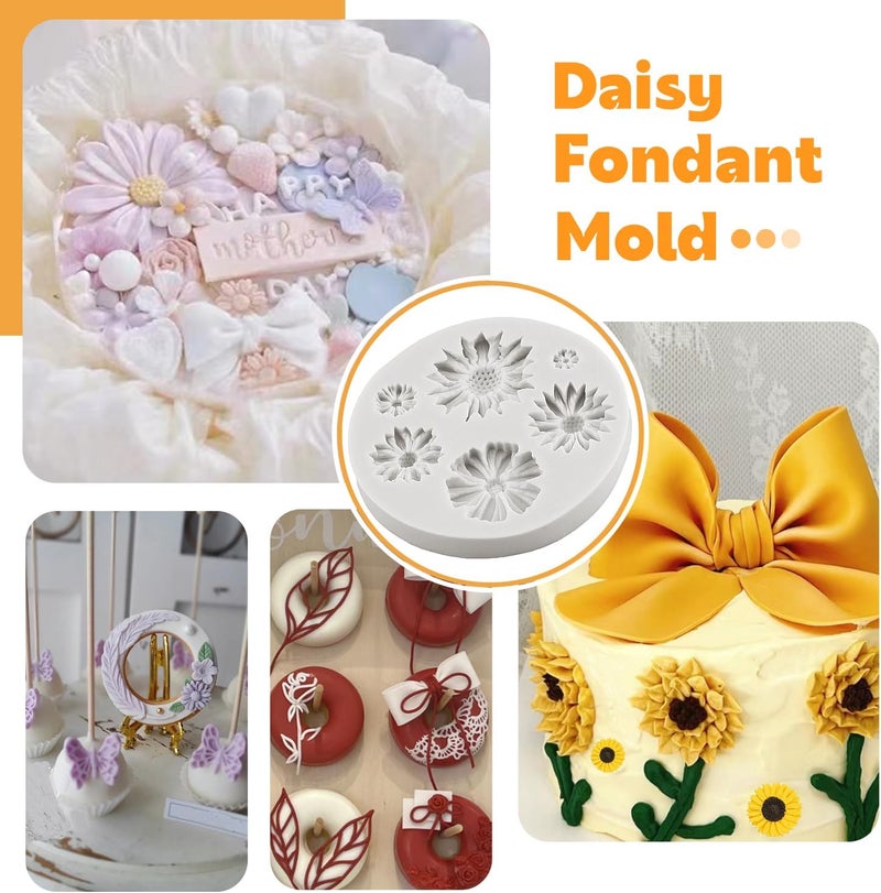 Sijiangmold Flower Silicone Fondant Molds Butterfly Daisy Rose Chrysanthemum Flower Silicone Mold For Cupcake Topper Cake Decorating Chocolate Candy Polymer Clay Gum Paste Set Of 6 - Image 4