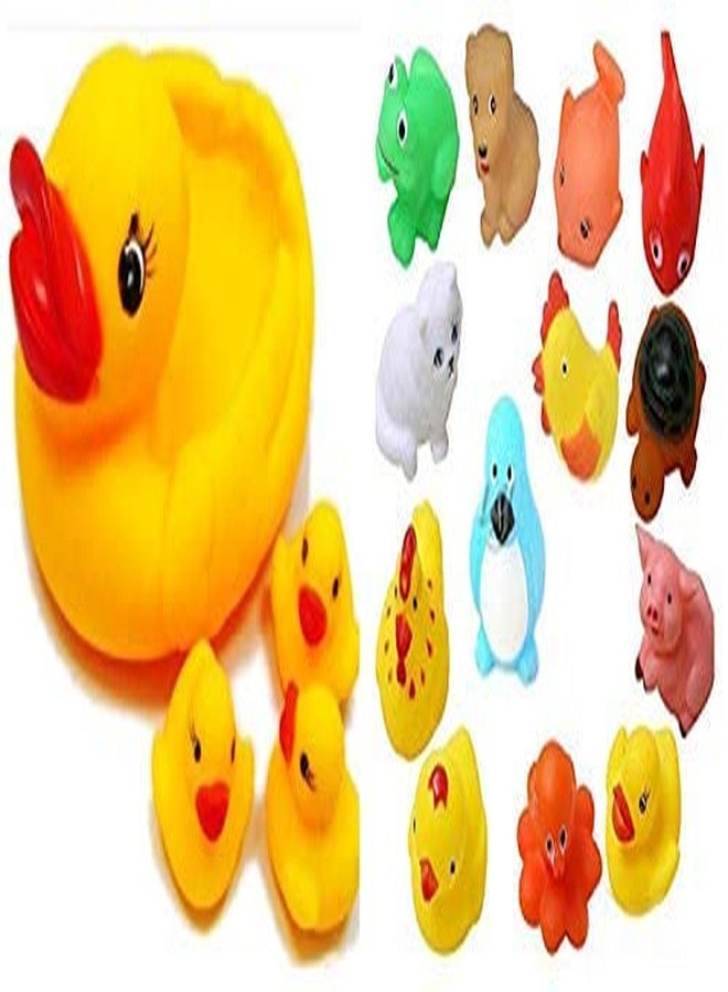 Creative Kids Chu Chu Duck Family & 12-Piece Multi Animal Baby Bath Toys Set – Non-Toxic Rubber Squeezy Floating Bath Toys for Kids & Toddlers (Style 6) - Image 1