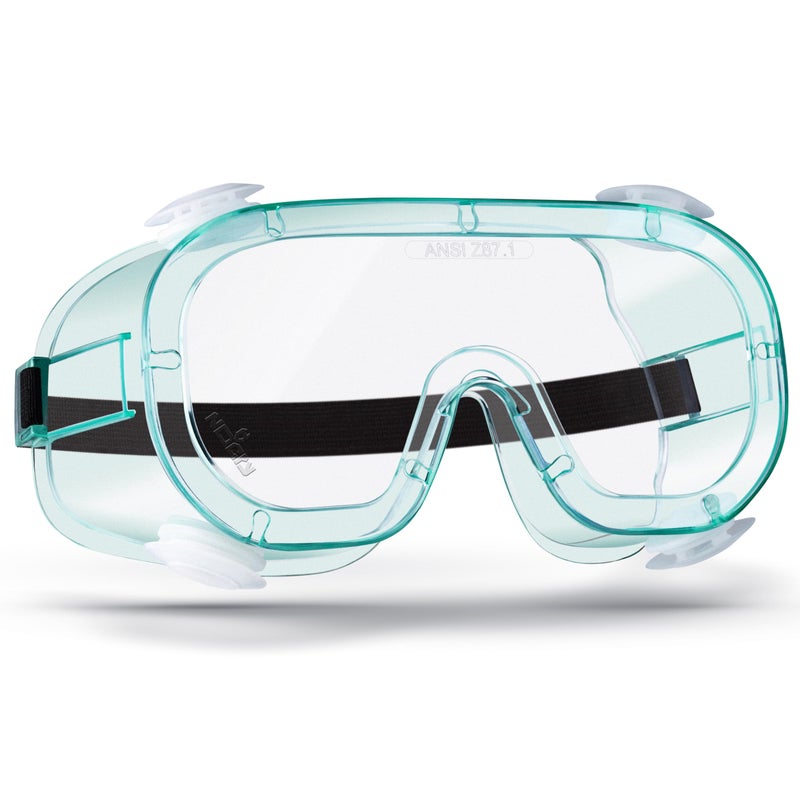 NoCry Protective Safety Lab Goggles Over Glasses with AntiFog Coating Clear ScratchResistant Lenses 100 UV Protection Universal Fit Vented ANSI Z871 Rated Safety Goggles for Men and Women