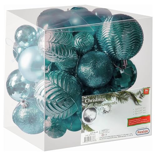 Prextex Prextex 36Piece Christmas Tree Decorations  Shatterproof Christmas Tree Ornaments Set  Assorted Matte Glitter Shiny Baubles and Decorative Balls for Holiday Dcor Christmas Balls  Olive Green 
